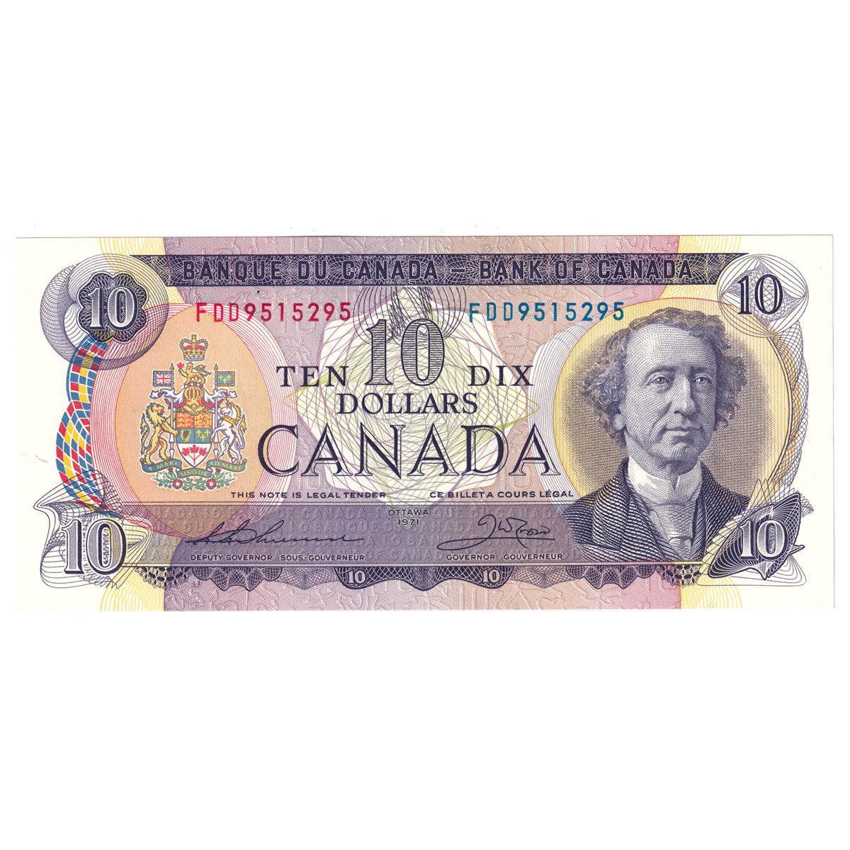 BC-49e 1971 Canada $10 Thiessen-Crow, FDD, AU-UNC (AU55)