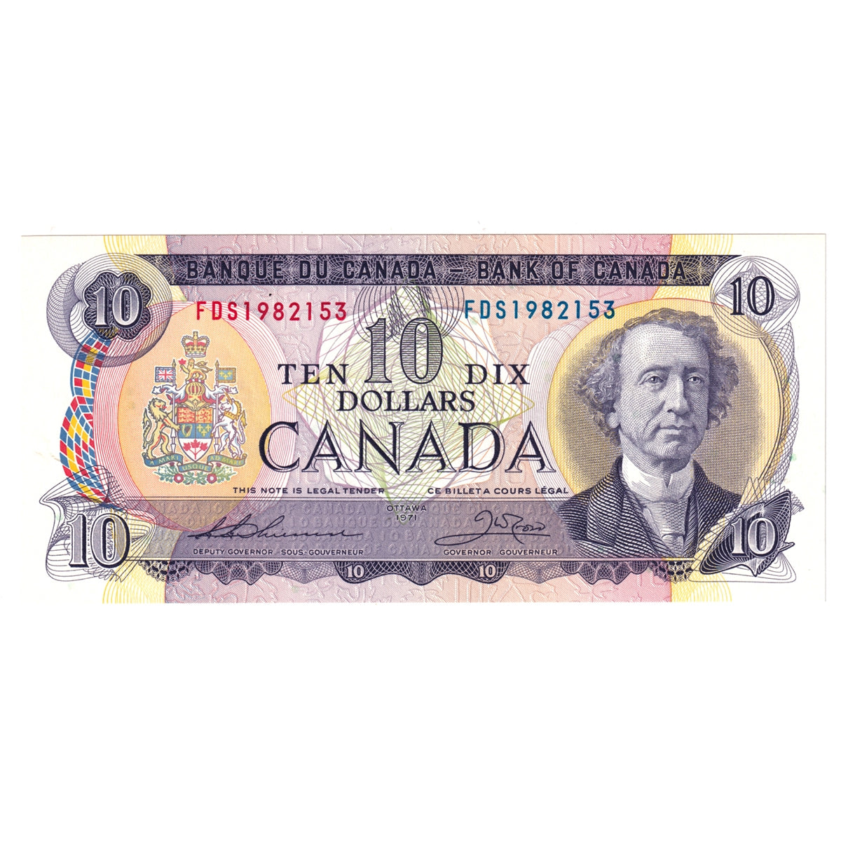 BC-49e 1971 Canada $10 Thiessen-Crow, FDS, Uncirculated (MS60)