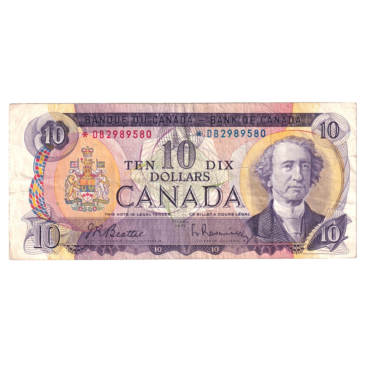 BC-49aA 1971 Canada $10 Beattie-Rasminsky, *DB, F-VF (F15)