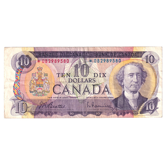 BC-49aA 1971 Canada $10 Beattie-Rasminsky, *DB, F-VF (F15)