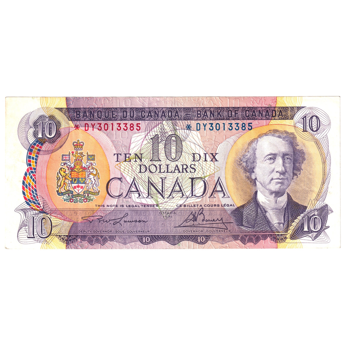 BC-49cA 1971 Canada $10 Lawson-Bouey, *DY Below 3.4M, Very Fine (VF20)
