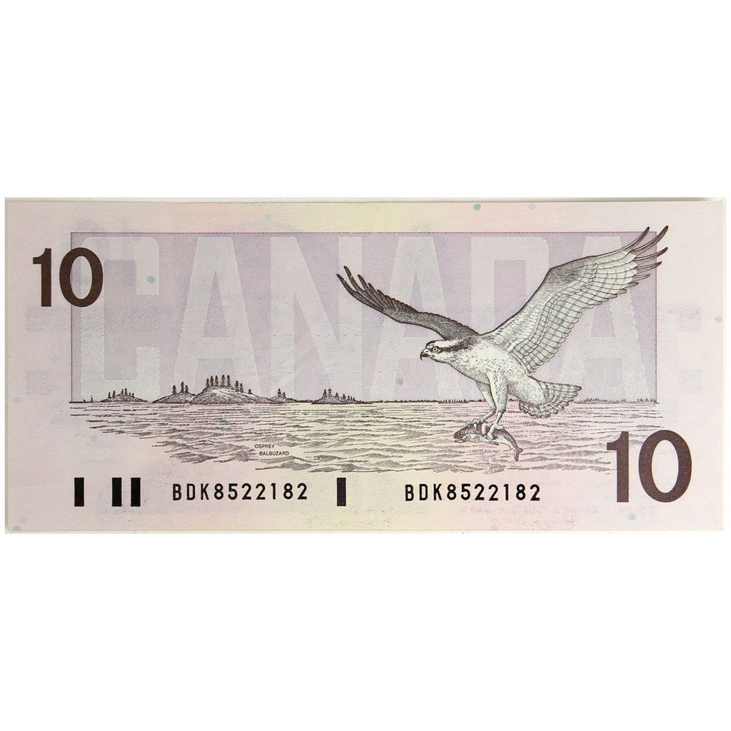 BC-57b 1989 Canada $10 Bonin-Thiessen, BDK, Almost Uncirculated (AU50)
