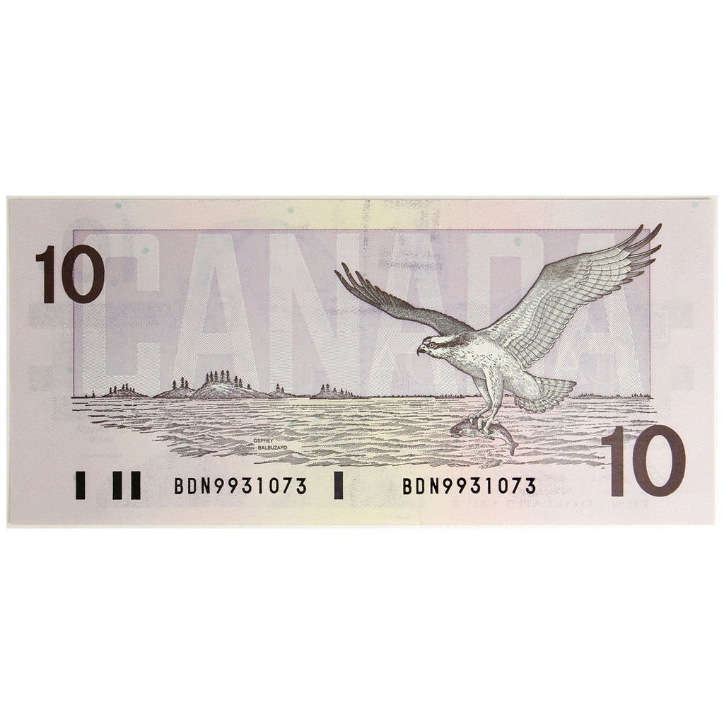 BC-57b 1989 Canada $10 Bonin-Thiessen, BDN, Choice Uncirculated (CUNC63)