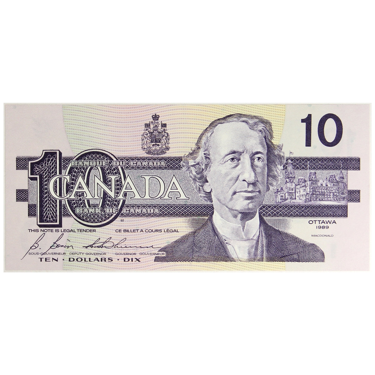 BC-57b 1989 Canada $10 Bonin-Thiessen, BDN, Choice Uncirculated (CUNC63)