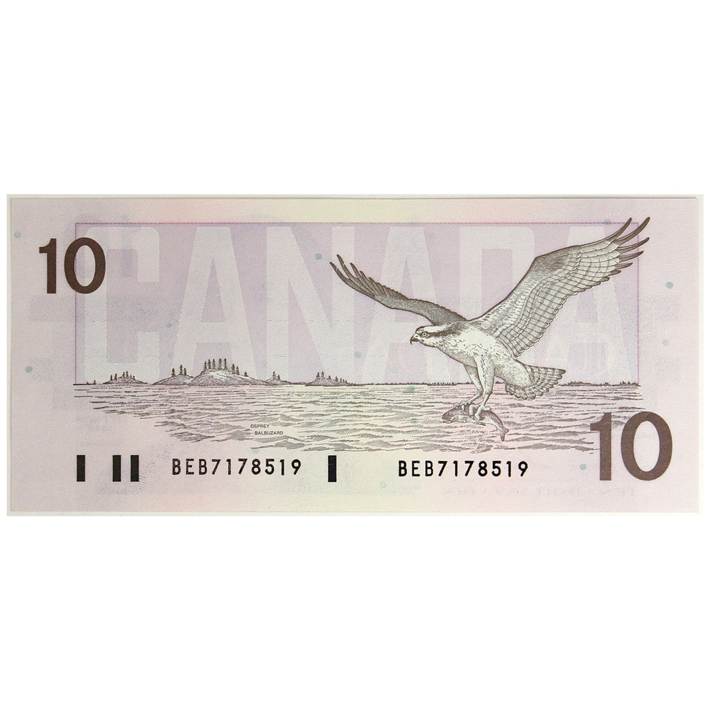 BC-57b 1989 Canada $10 Bonin-Thiessen, BEB, Uncirculated (MS60)