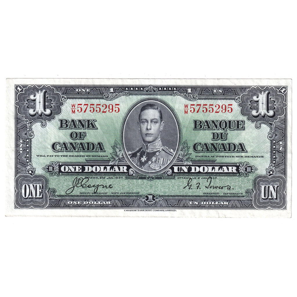 BC-21d 1937 Canada $1 Coyne-Towers, W/M, Extra Fine (EF40)