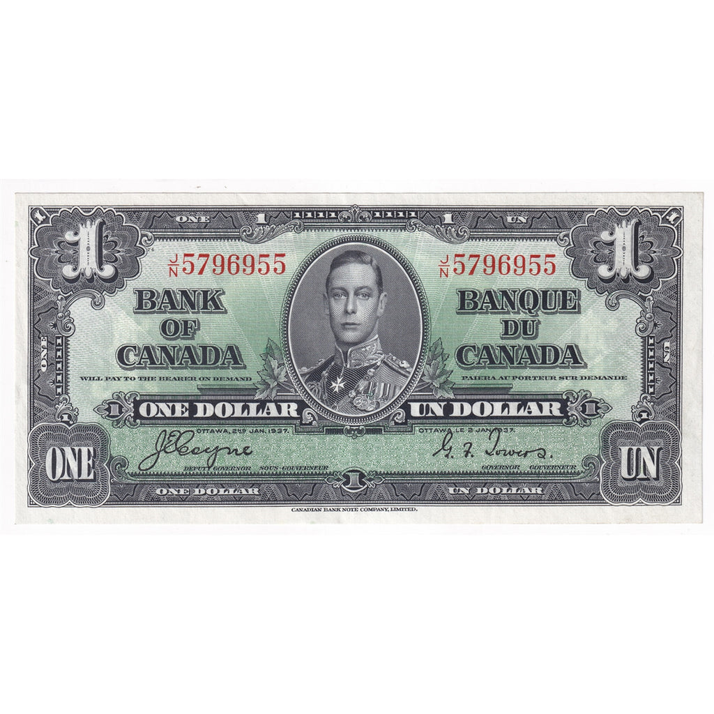 BC-21d 1937 Canada $1 Coyne-Towers, J/N, Almost Uncirculated (AU50)