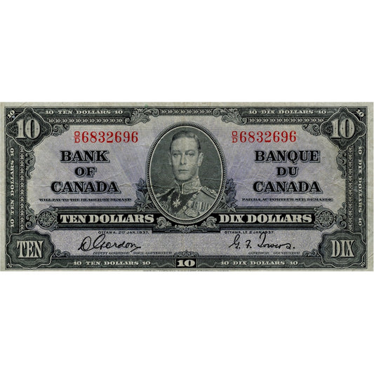 BC-24b 1937 Canada $10 Gordon-Towers, O/D, F-VF