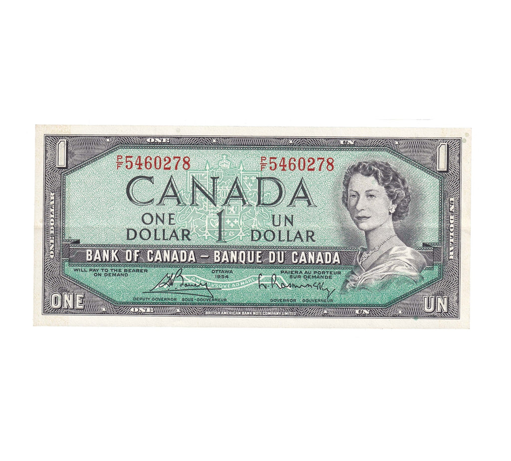 BC-37c 1954 Canada $1 Bouey-Rasminsky, P/F, EF-AU (EF45)