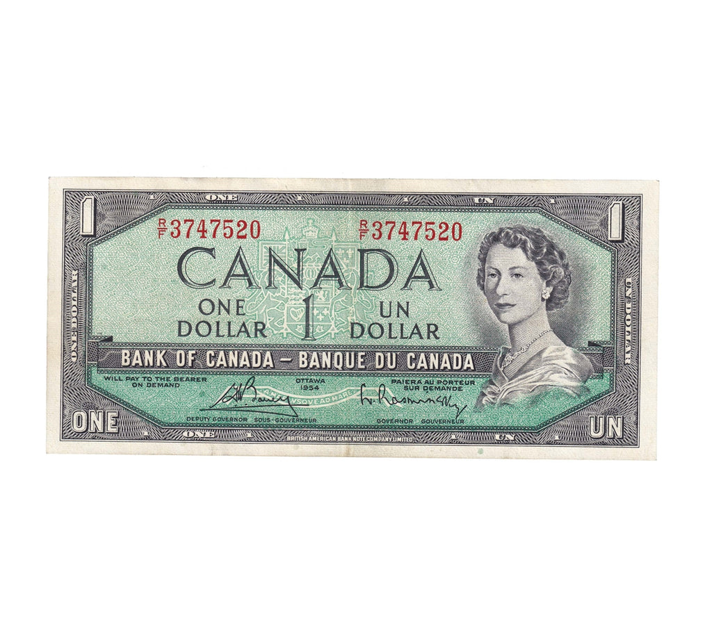 BC-37c 1954 Canada $1 Bouey-Rasminsky, R/F, EF-AU (EF45)