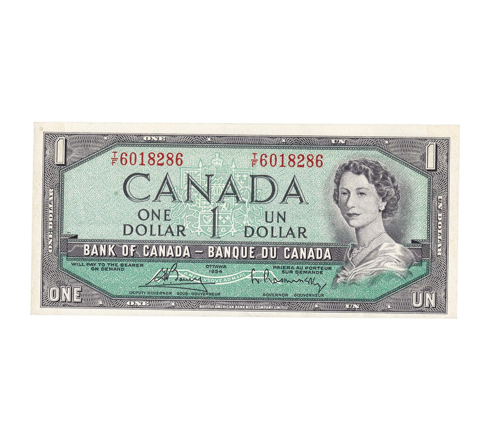 BC-37c 1954 Canada $1 Bouey-Rasminsky, T/F, Extra Fine (EF40)