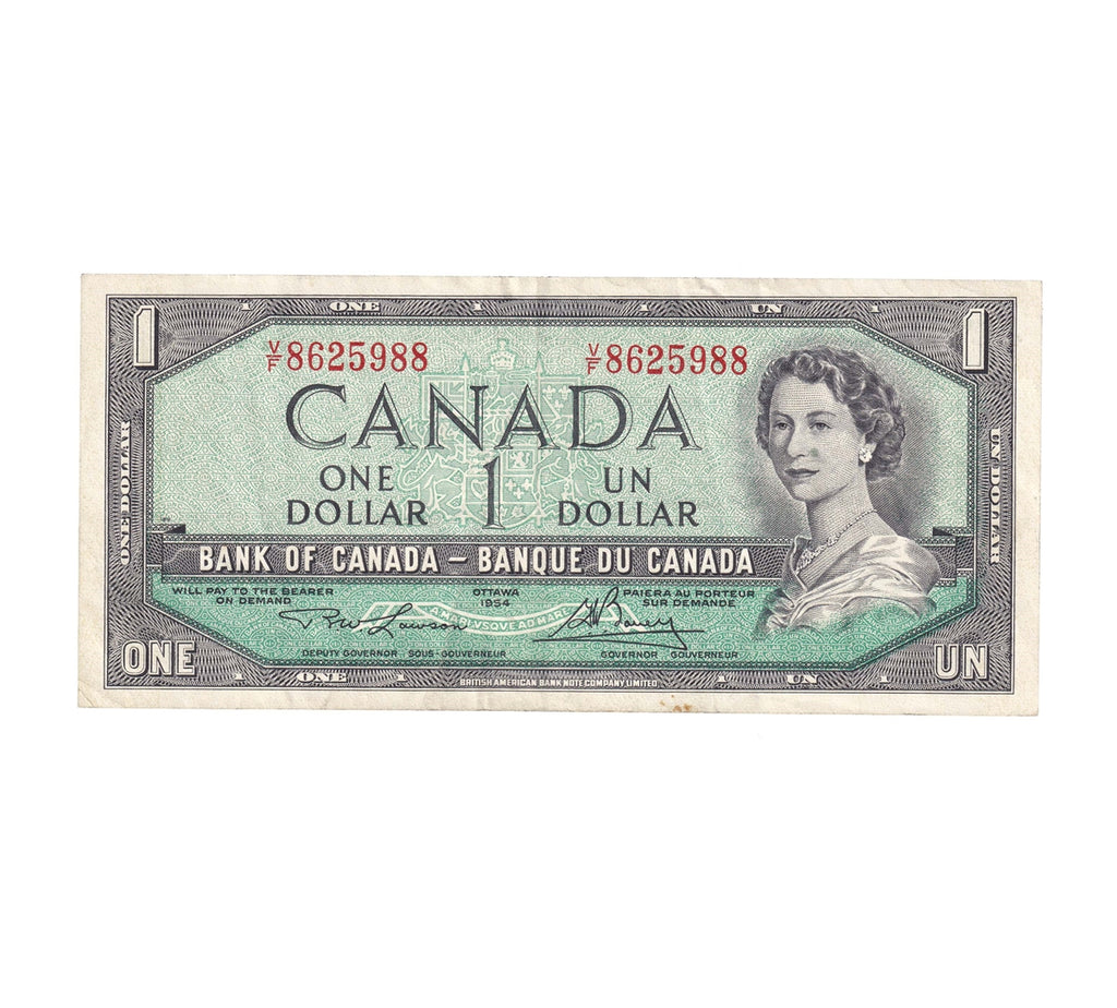 BC-37d 1954 Canada $1 Lawson-Bouey, V/F, VF-EF (VF30)