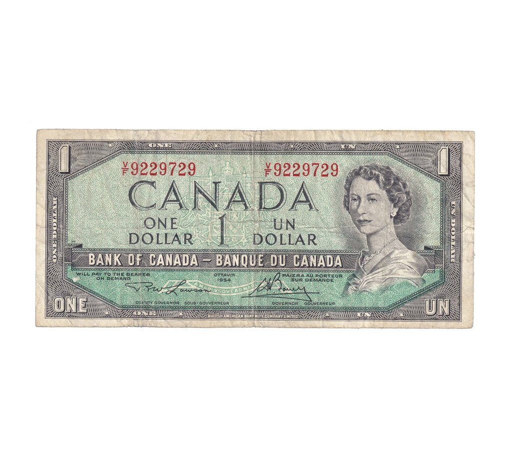 BC-37d 1954 Canada $1 Lawson-Bouey, V/F, CIRC