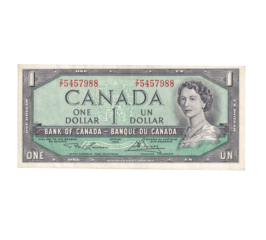 BC-37d 1954 Canada $1 Lawson-Bouey, Z/F, VF-EF (VF30)