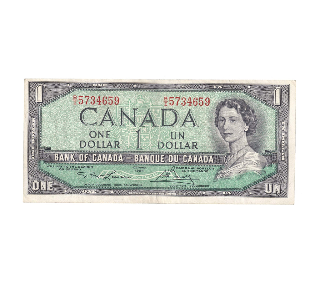 BC-37d 1954 Canada $1 Lawson-Bouey, B/I, Very Fine (VF20)