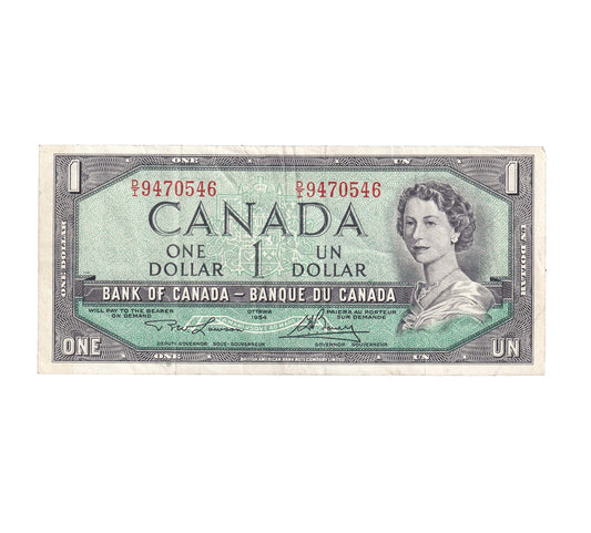 BC-37d 1954 Canada $1 Lawson-Bouey, D/I, Very Fine (VF20)