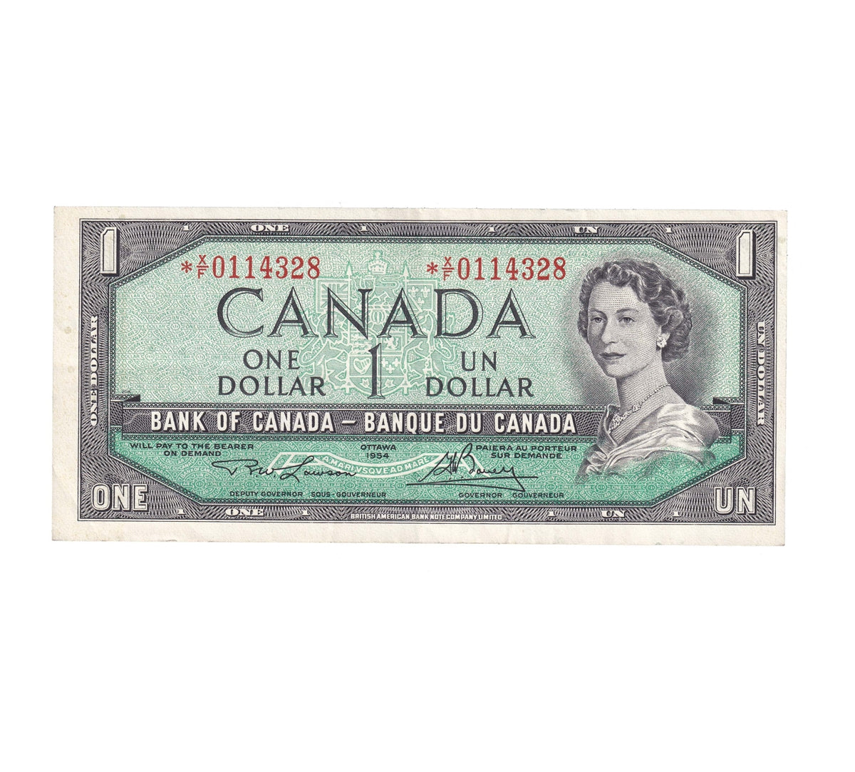 BC-37dA 1954 Canada $1 Lawson-Bouey, *X/F, Extra Fine (EF40)