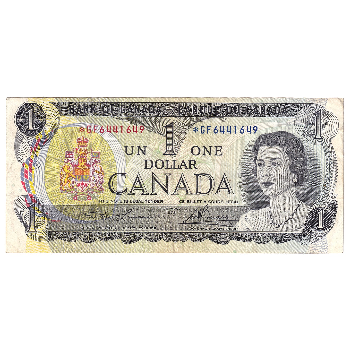 BC-46aA 1973 Canada $1 Lawson-Bouey, *GF, VF-EF (VF30)