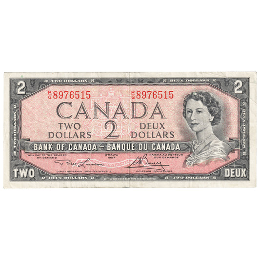BC-38d 1954 Canada $2 Lawson-Bouey, P/G, Very Fine (VF20)