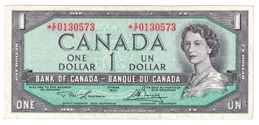 BC-37dA 1954 Canada $1 Lawson-Bouey, *X/F, Circ