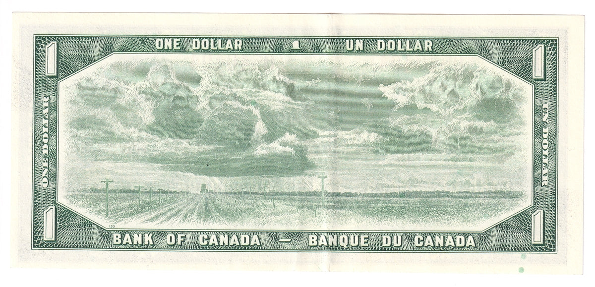 BC-37b-i 1954 Canada $1 Beattie-Rasminsky, V/Z, Extra Fine (EF40)