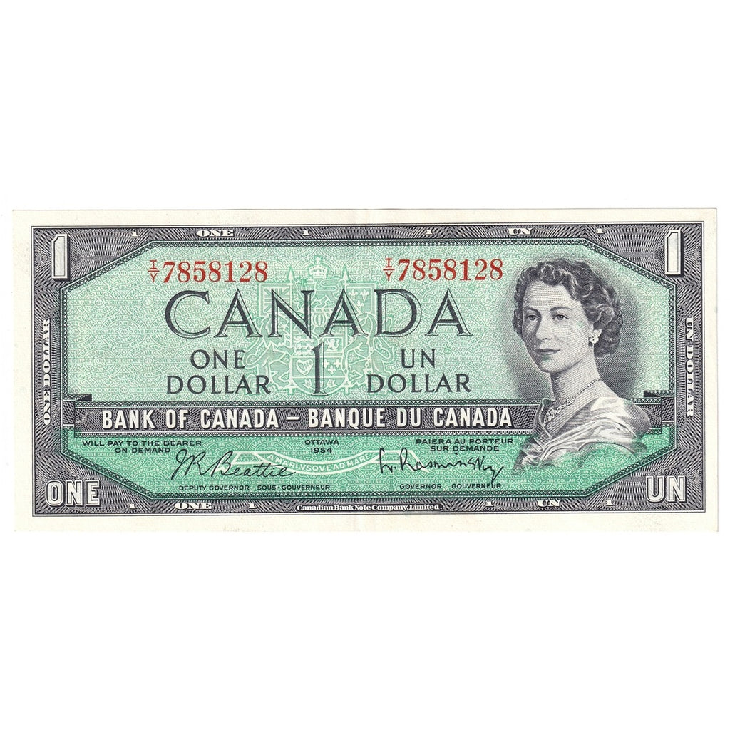 BC-37b 1954 Canada $1 Beattie-Rasminsky, I/Y, EF-AU (EF45)