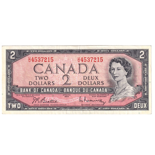 BC-38b 1954 Canada $2 Beattie-Rasminsky, U/U, EF