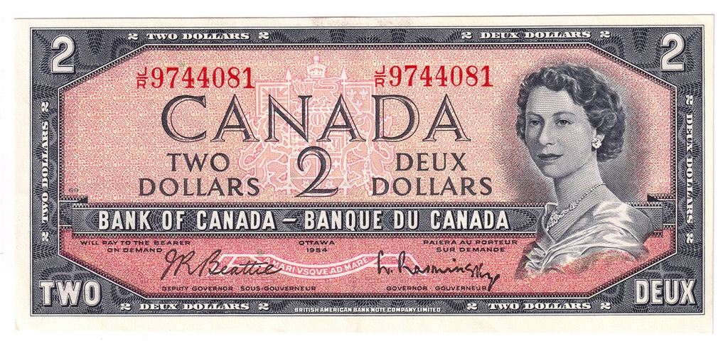 BC-38b 1954 Canada $2 Beattie-Rasminsky, J/R, Extra Fine (EF40)