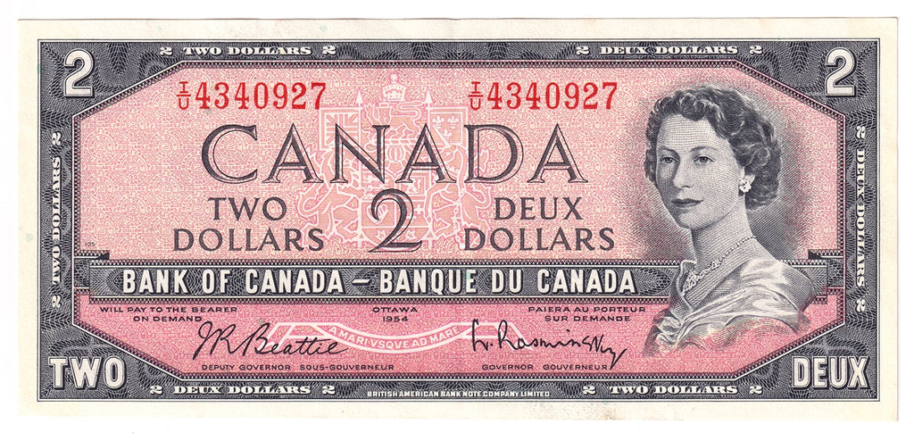 BC-38b 1954 Canada $2 Beattie-Rasminsky, I/U, EF-AU (EF45)