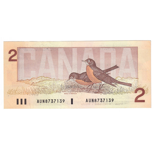 BC-55b 1986 Canada $2 Thiessen-Crow, AUN, VF-EF (VF30)