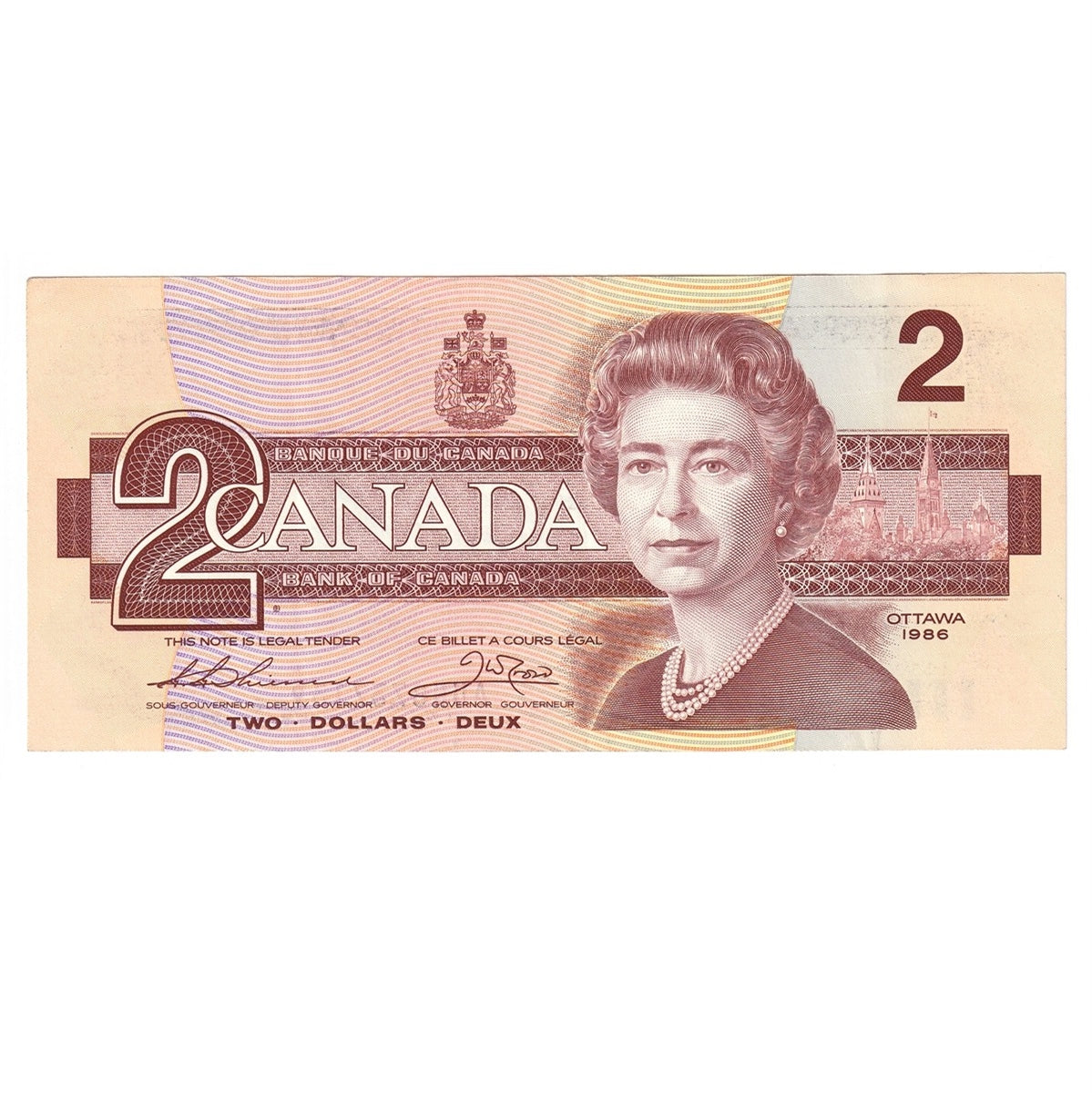 BC-55b 1986 Canada $2 Thiessen-Crow, AUN, VF-EF (VF30)