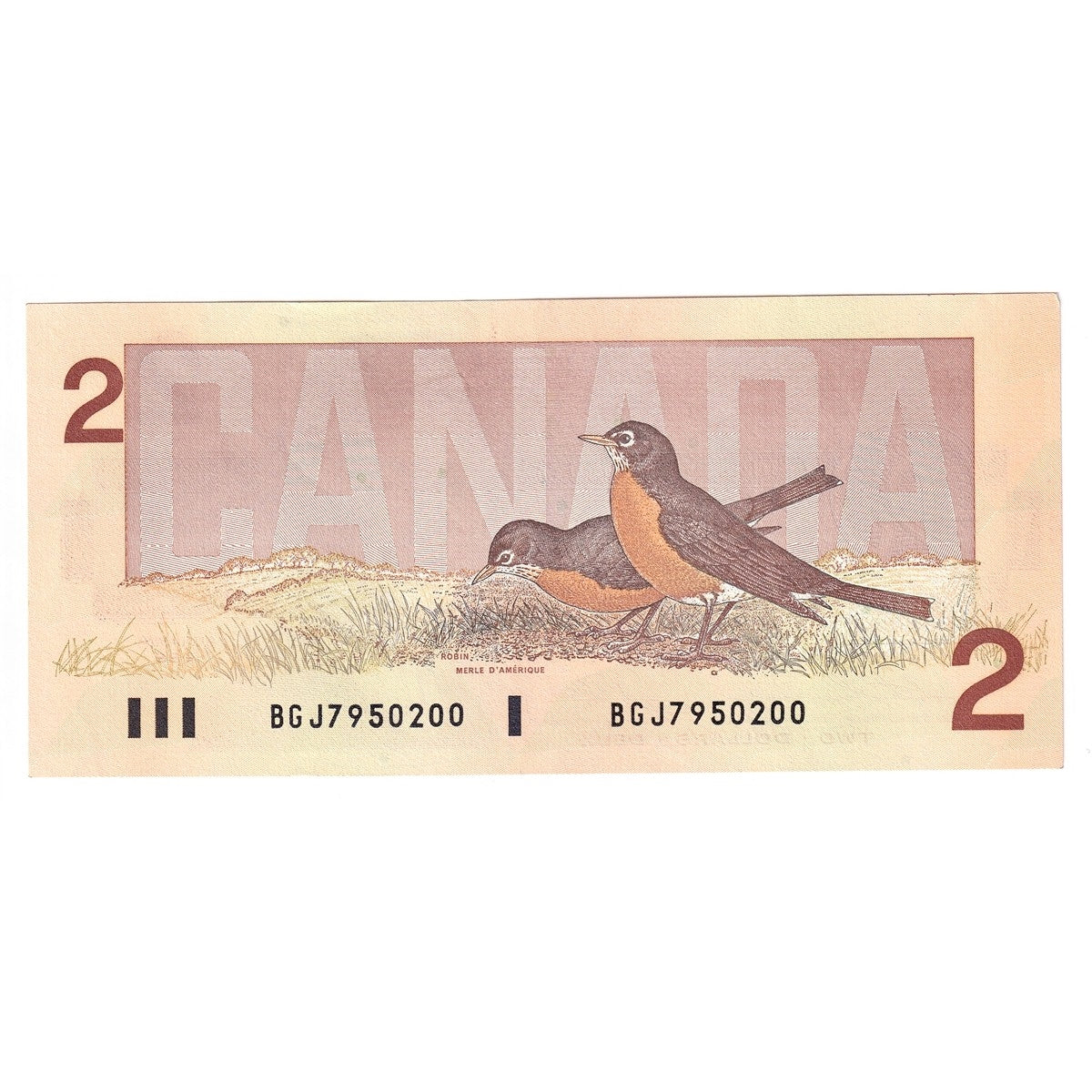 BC-55b 1986 Canada $2 Thiessen-Crow, BGJ, Almost Uncirculated (AU50)