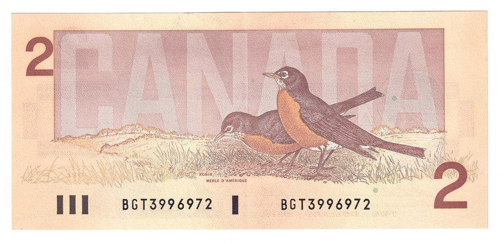 BC-55b 1986 Canada $2 Thiessen-Crow, BGT, EF-AU (EF45)