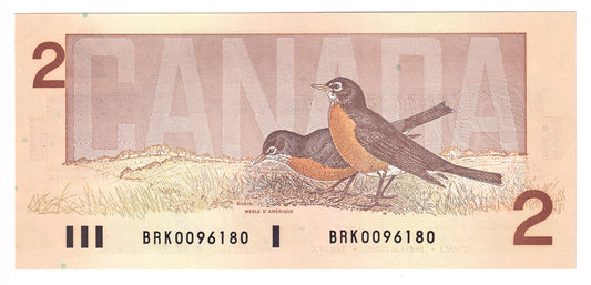 BC-55b 1986 Canada $2 Thiessen-Crow, BRK, Choice Uncirculated (CUNC63)