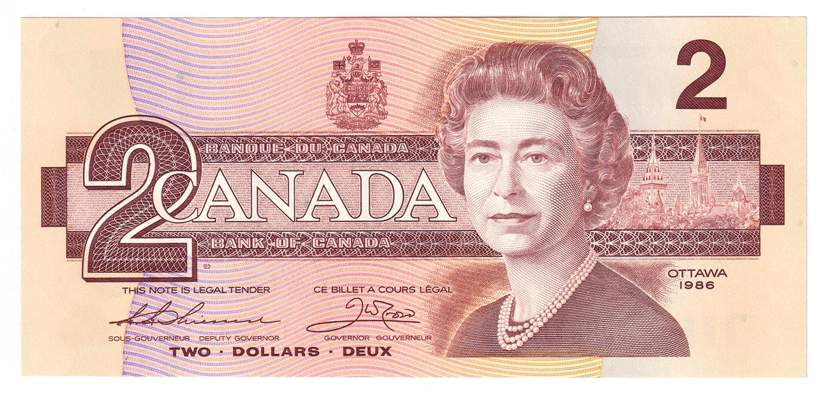 BC-55b 1986 Canada $2 Thiessen-Crow, BRM, Uncirculated (MS60)
