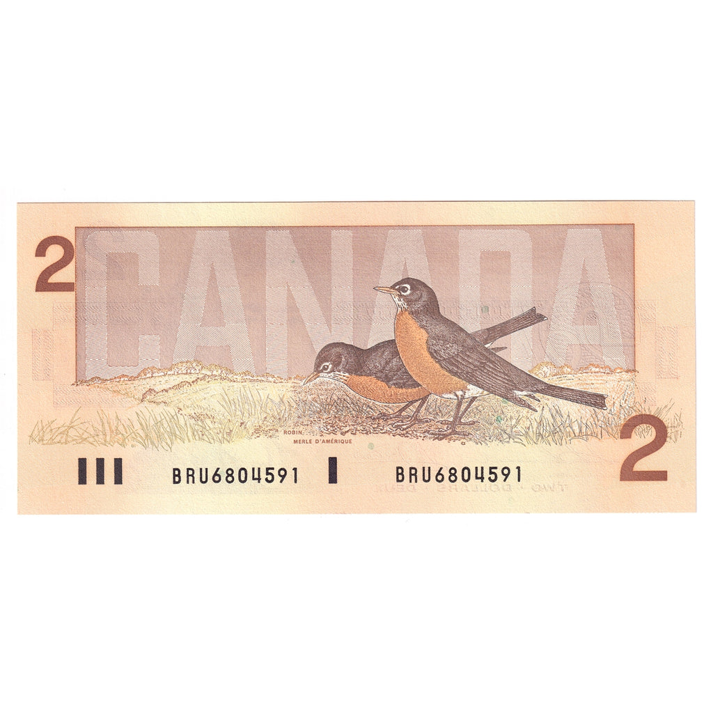 BC-55b 1986 Canada $2 Thiessen-Crow, BRU, Choice Uncirculated (CUNC63)
