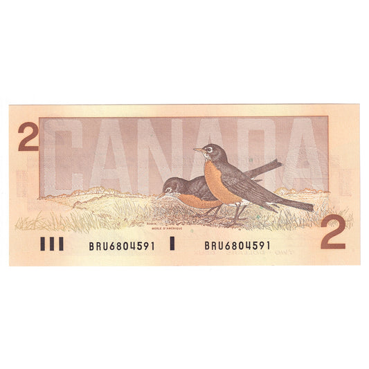 BC-55b 1986 Canada $2 Thiessen-Crow, BRU, Choice Uncirculated (CUNC63)