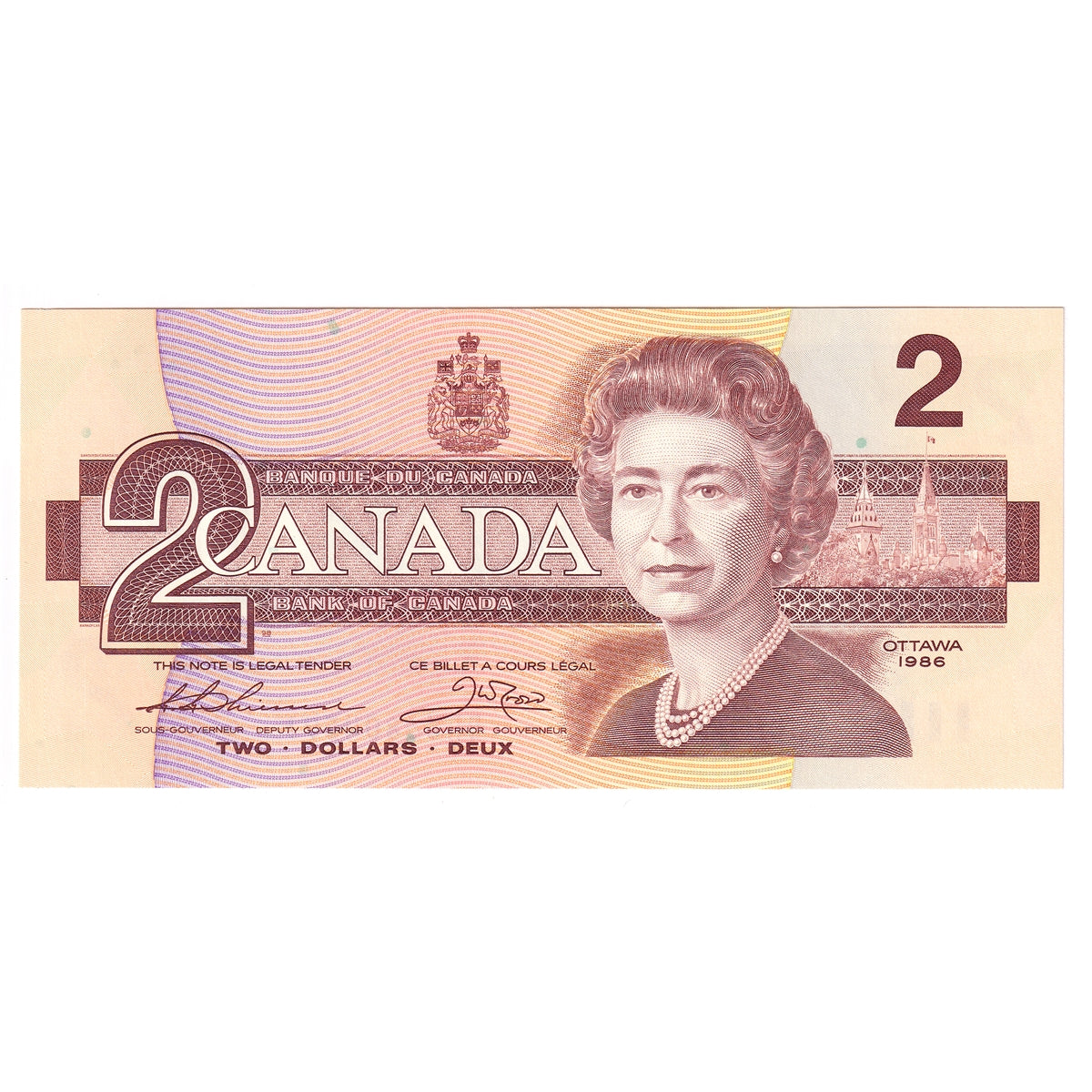 BC-55b 1986 Canada $2 Thiessen-Crow, BRU, Choice Uncirculated (CUNC63)