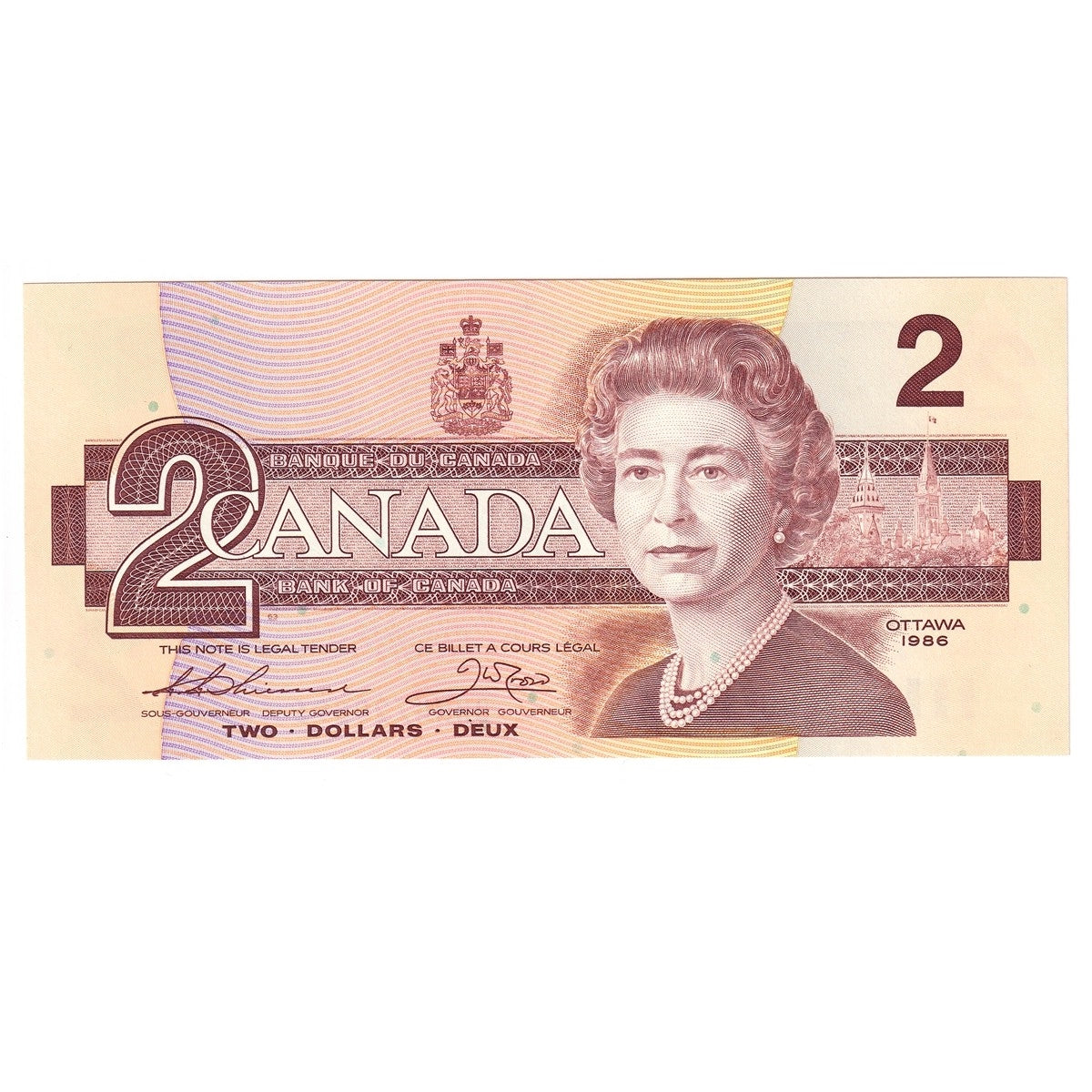 BC-55b 1986 Canada $2 Thiessen-Crow, BRW, Choice Uncirculated (CUNC63)