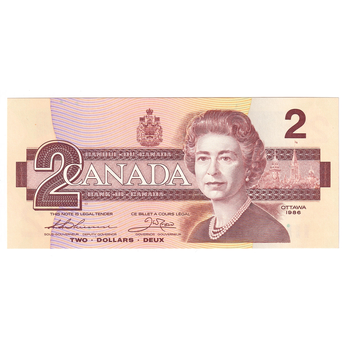BC-55b 1986 Canada $2 Thiessen-Crow, BRW, Uncirculated (MS60)