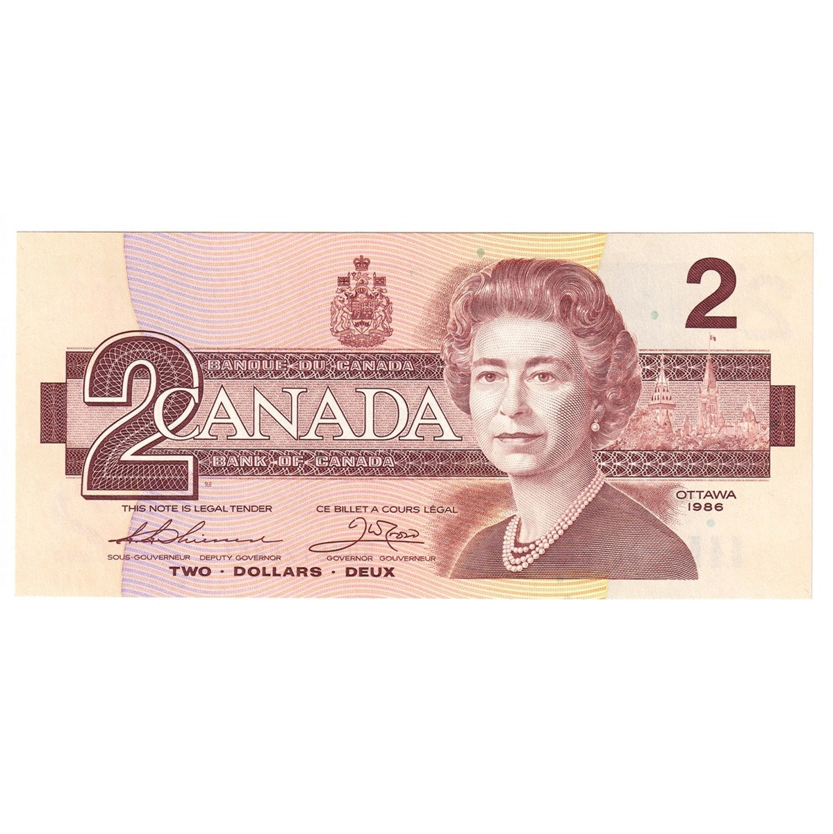 BC-55b 1986 Canada $2 Thiessen-Crow, BUK, Choice Uncirculated (CUNC63)