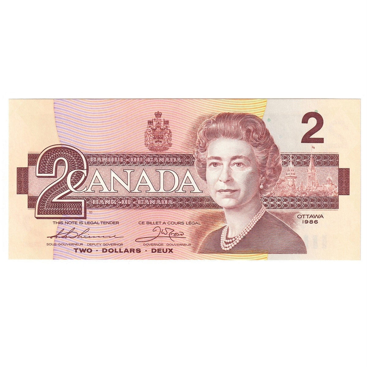 BC-55b 1986 Canada $2 Thiessen-Crow, BUL, Choice Uncirculated (CUNC63)