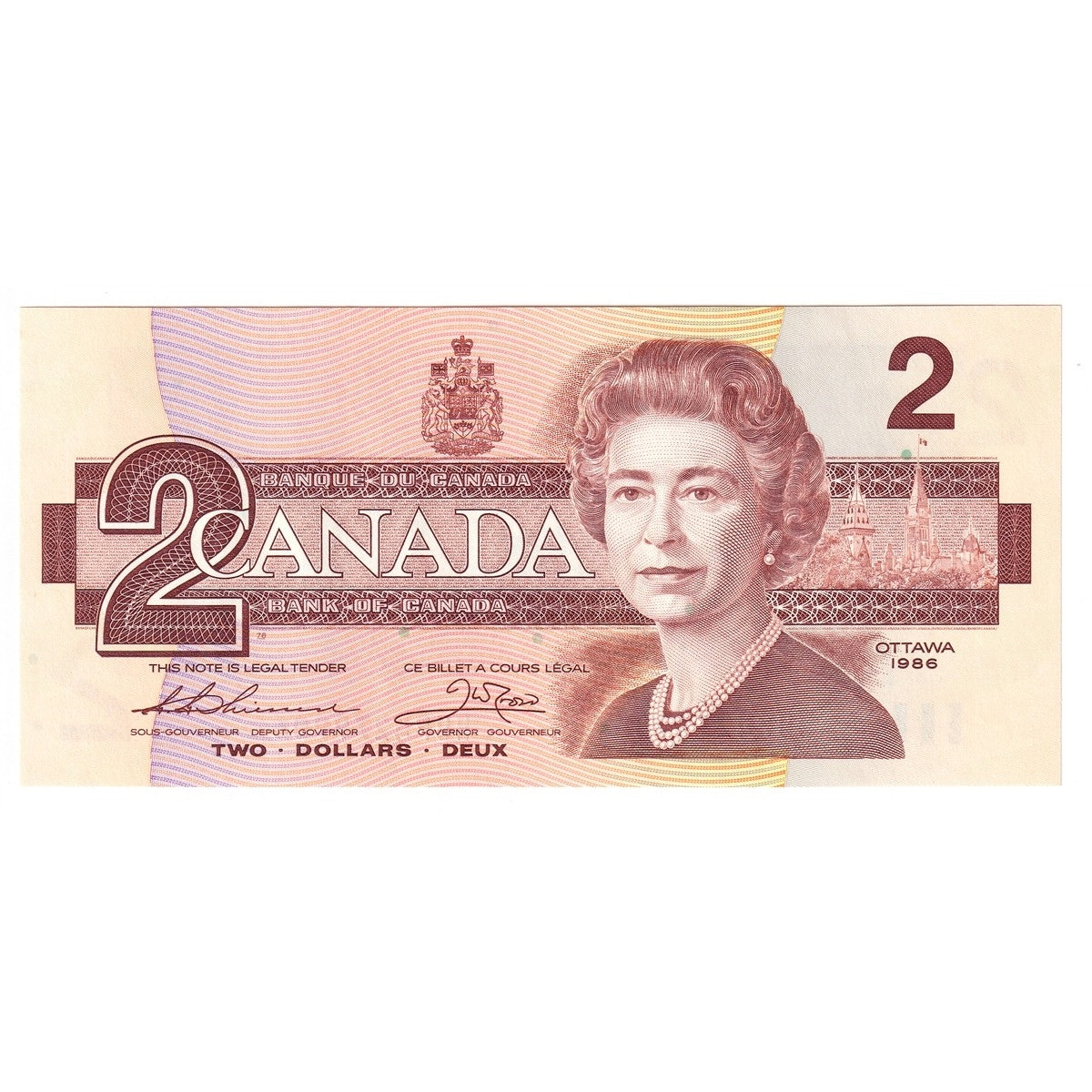 BC-55b 1986 Canada $2 Thiessen-Crow, BUP, Choice Uncirculated (CUNC63)