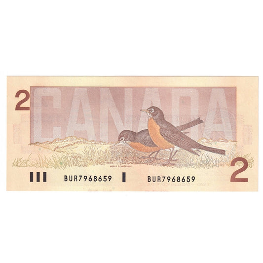 BC-55b 1986 Canada $2 Thiessen-Crow, BUR, Choice Uncirculated (CUNC63)