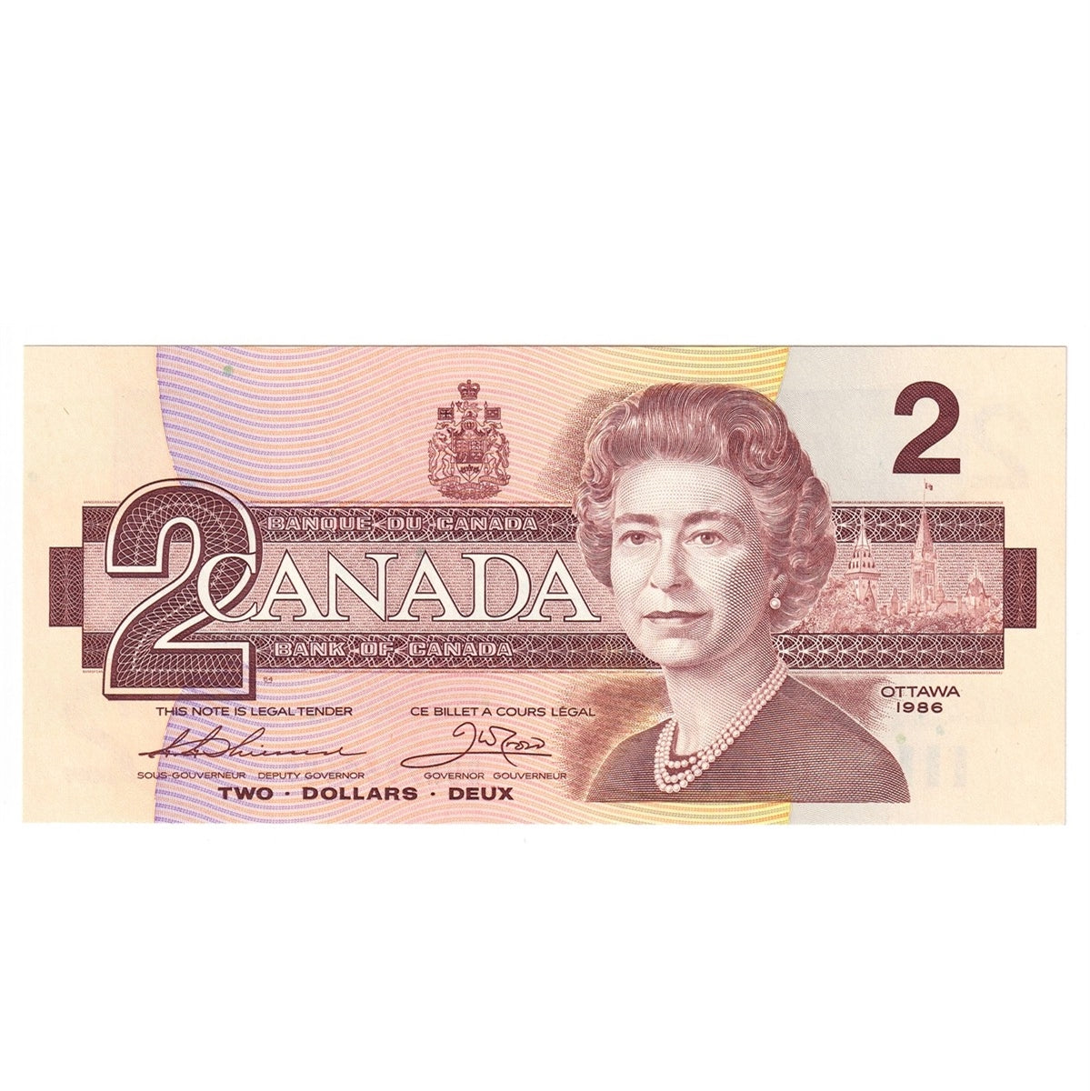 BC-55b 1986 Canada $2 Thiessen-Crow, BUR, Choice Uncirculated (CUNC63)