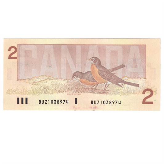 BC-55b 1986 Canada $2 Thiessen-Crow, BUZ, Choice Uncirculated (CUNC63)