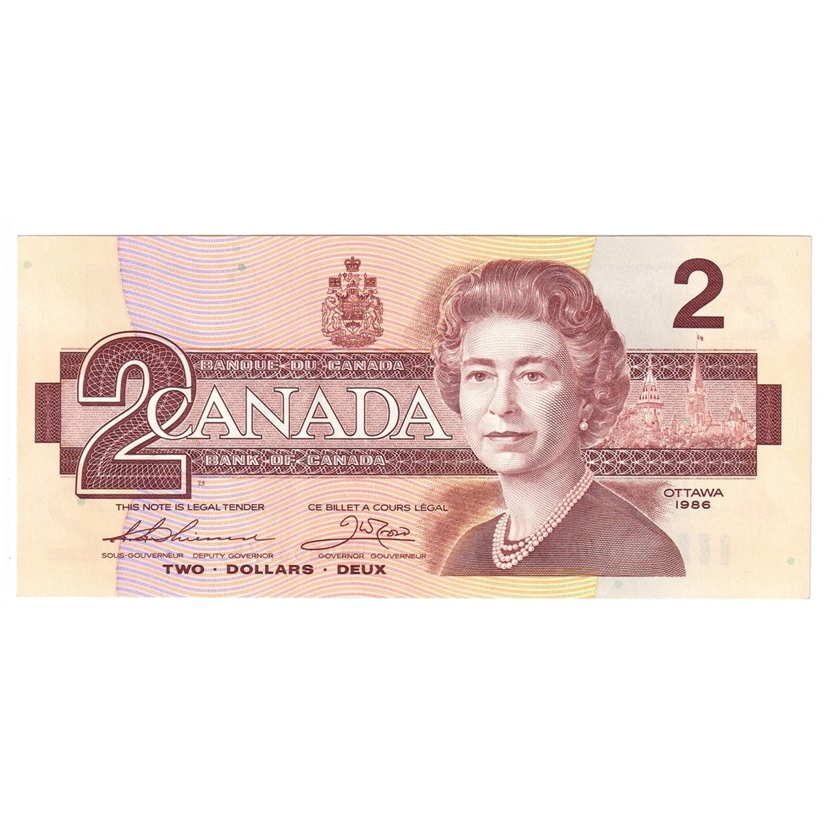 BC-55b 1986 Canada $2 Thiessen-Crow, CBG, Choice Uncirculated (CUNC63)