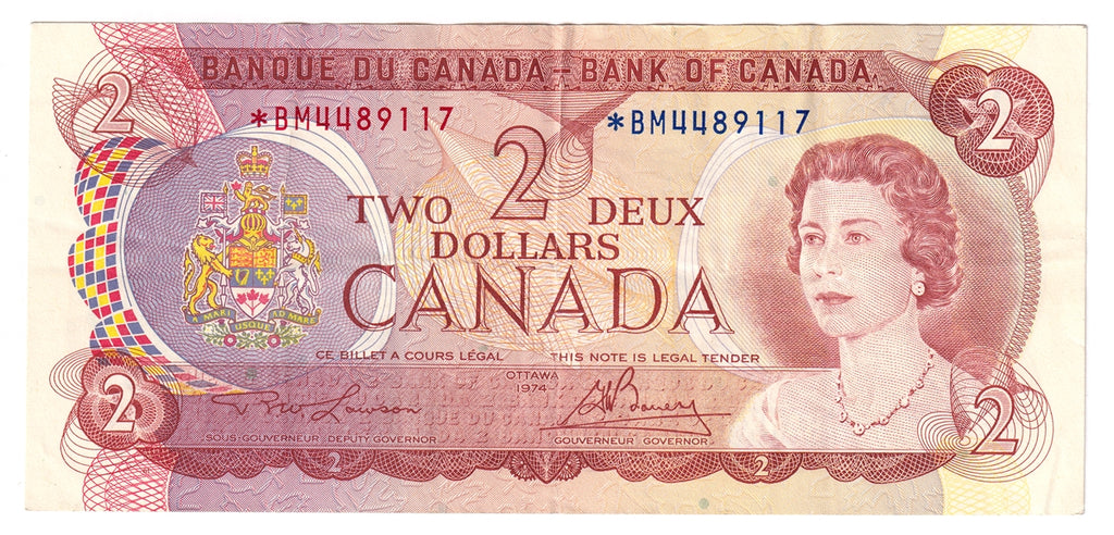 BC-47aA 1974 Canada $2 Lawson-Bouey, *BM, VF-EF (VF30)