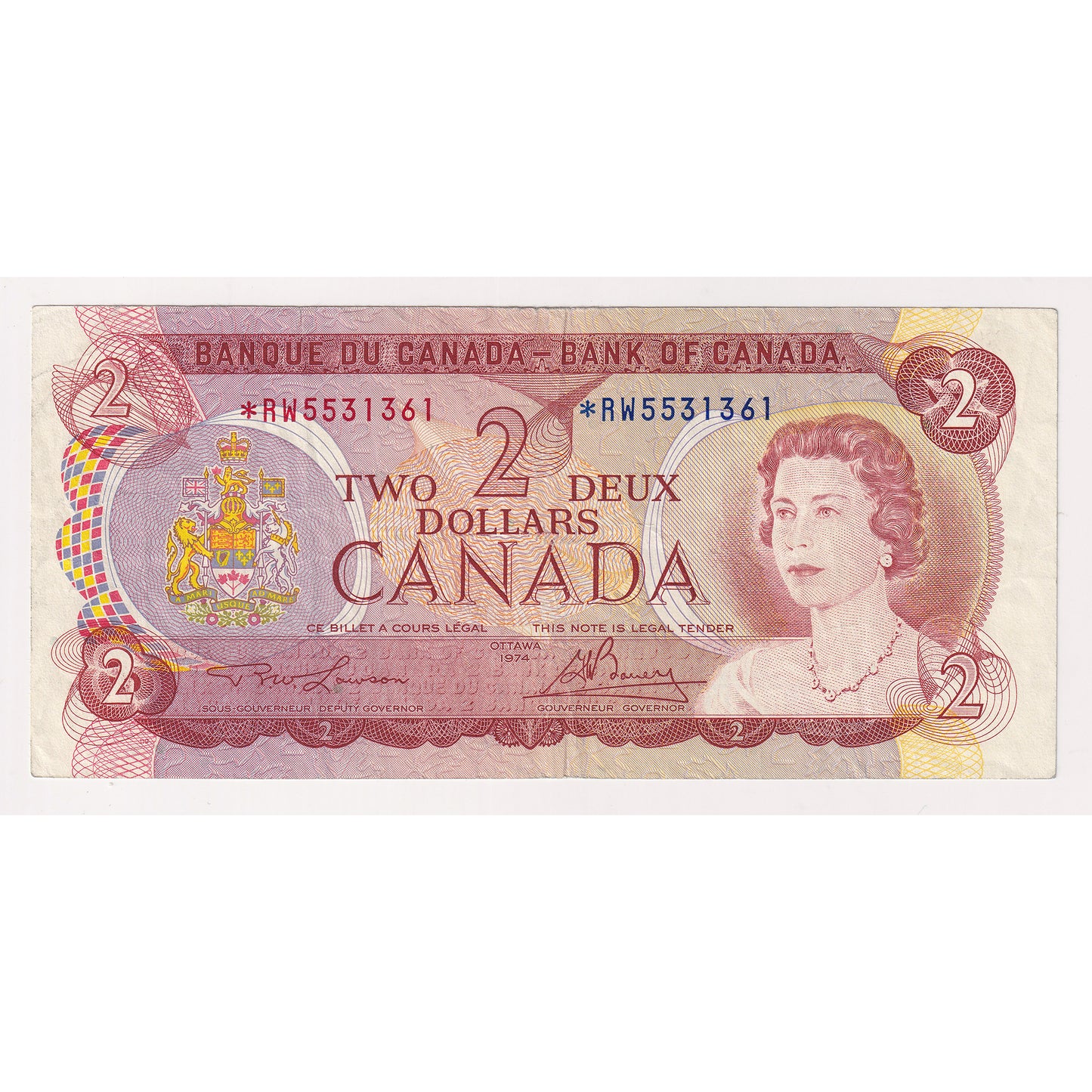 BC-47aA 1974 Canada $2 Lawson-Bouey, *RW, F-VF (F15)