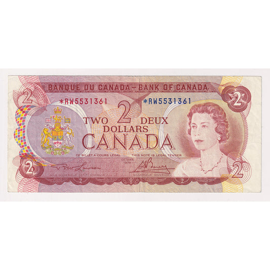 BC-47aA 1974 Canada $2 Lawson-Bouey, *RW, F-VF (F15)